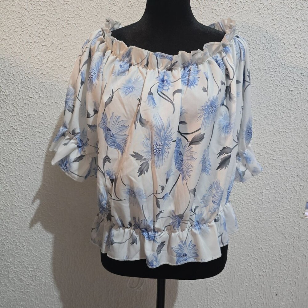 Shein Curve 2XL Off-Shoulder Floral Blouse Womens cottagecore